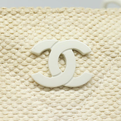 CHANEL Matelasse Chain Tote Bag Raffia White CC bs15861