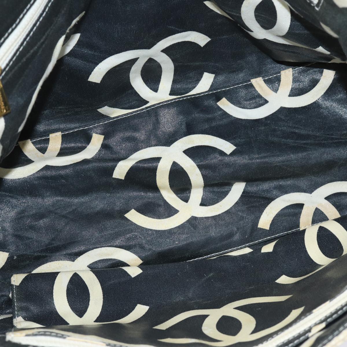CHANEL Matelasse Chain Tote Bag Raffia White CC bs15861