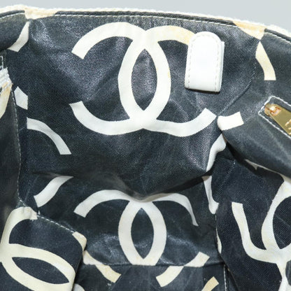 CHANEL Matelasse Chain Tote Bag Raffia White CC bs15861