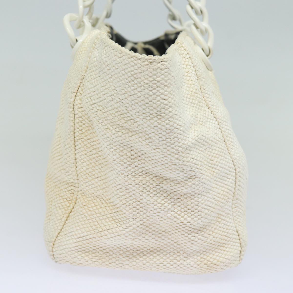 CHANEL Matelasse Chain Tote Bag Raffia White CC bs15861