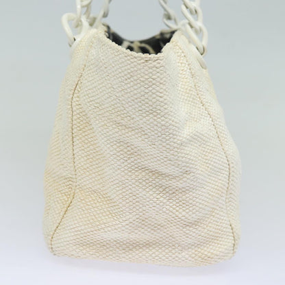 CHANEL Matelasse Chain Tote Bag Raffia White CC bs15861