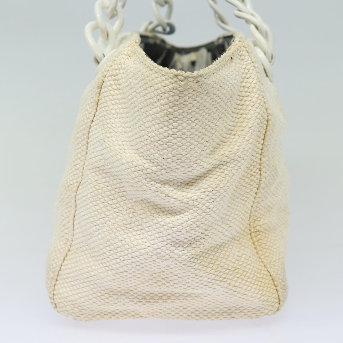 CHANEL Matelasse Chain Tote Bag Raffia White CC bs15861