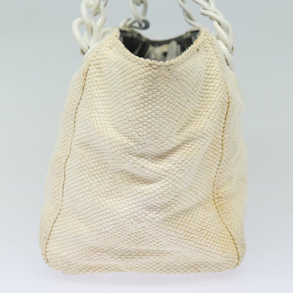 CHANEL Matelasse Chain Tote Bag Raffia White CC bs15861