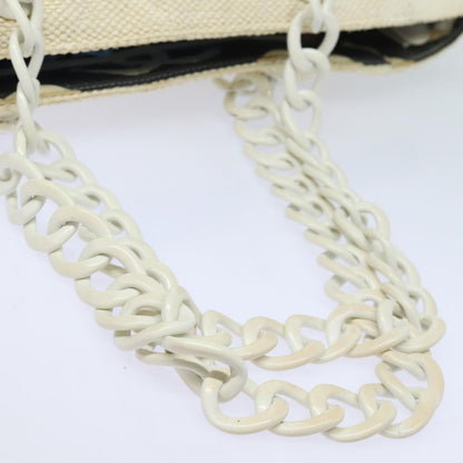 CHANEL Matelasse Chain Tote Bag Raffia White CC bs15861