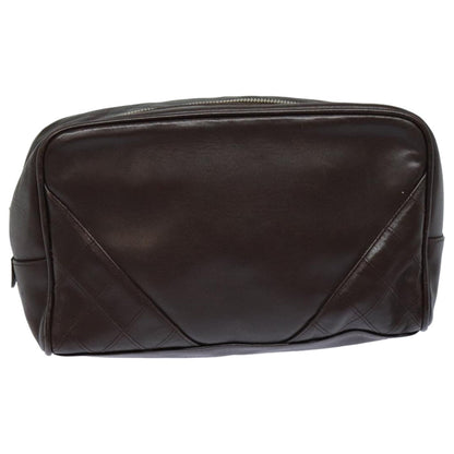 CHANEL Bicolore Pouch Leather Brown CC bs16047
