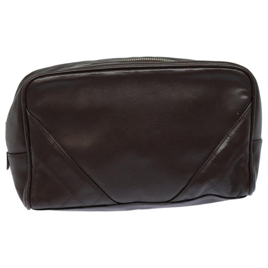 CHANEL Bicolore Pouch Leather Brown CC bs16047