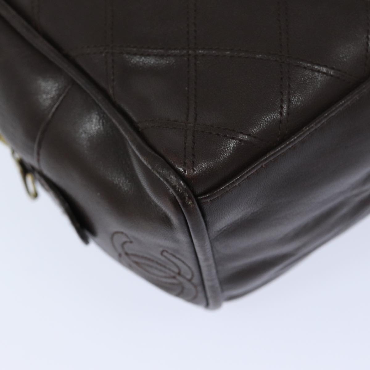 CHANEL Bicolore Pouch Leather Brown CC bs16047