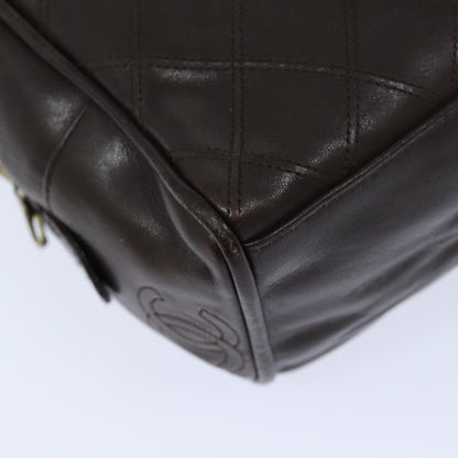 CHANEL Bicolore Pouch Leather Brown CC bs16047