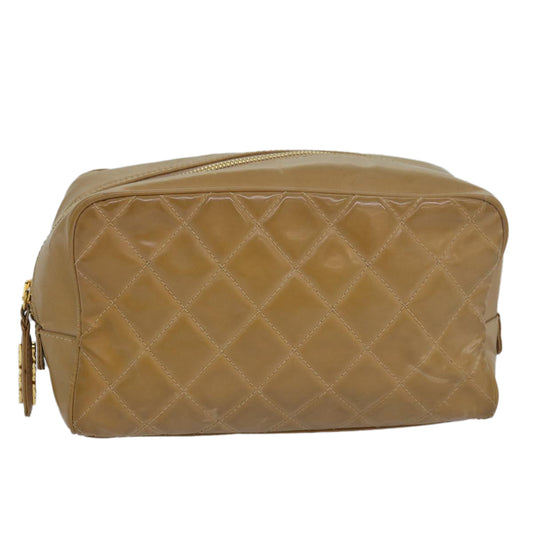 CHANEL Matelasse Pouch Enamel Beige CC bs16140