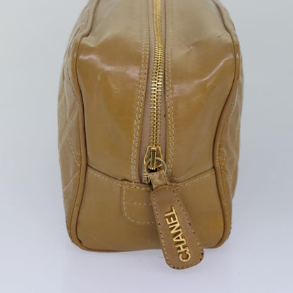 CHANEL Matelasse Pouch Enamel Beige CC bs16140