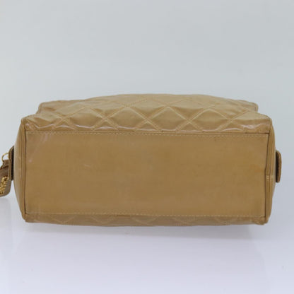 CHANEL Matelasse Pouch Enamel Beige CC bs16140