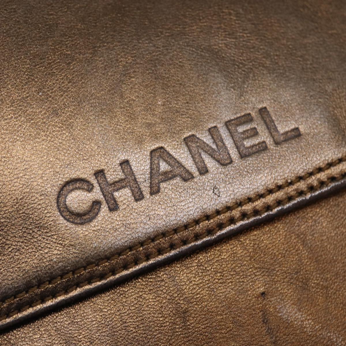 CHANEL Shoulder Bag Leather Gold Tone CC bs16149
