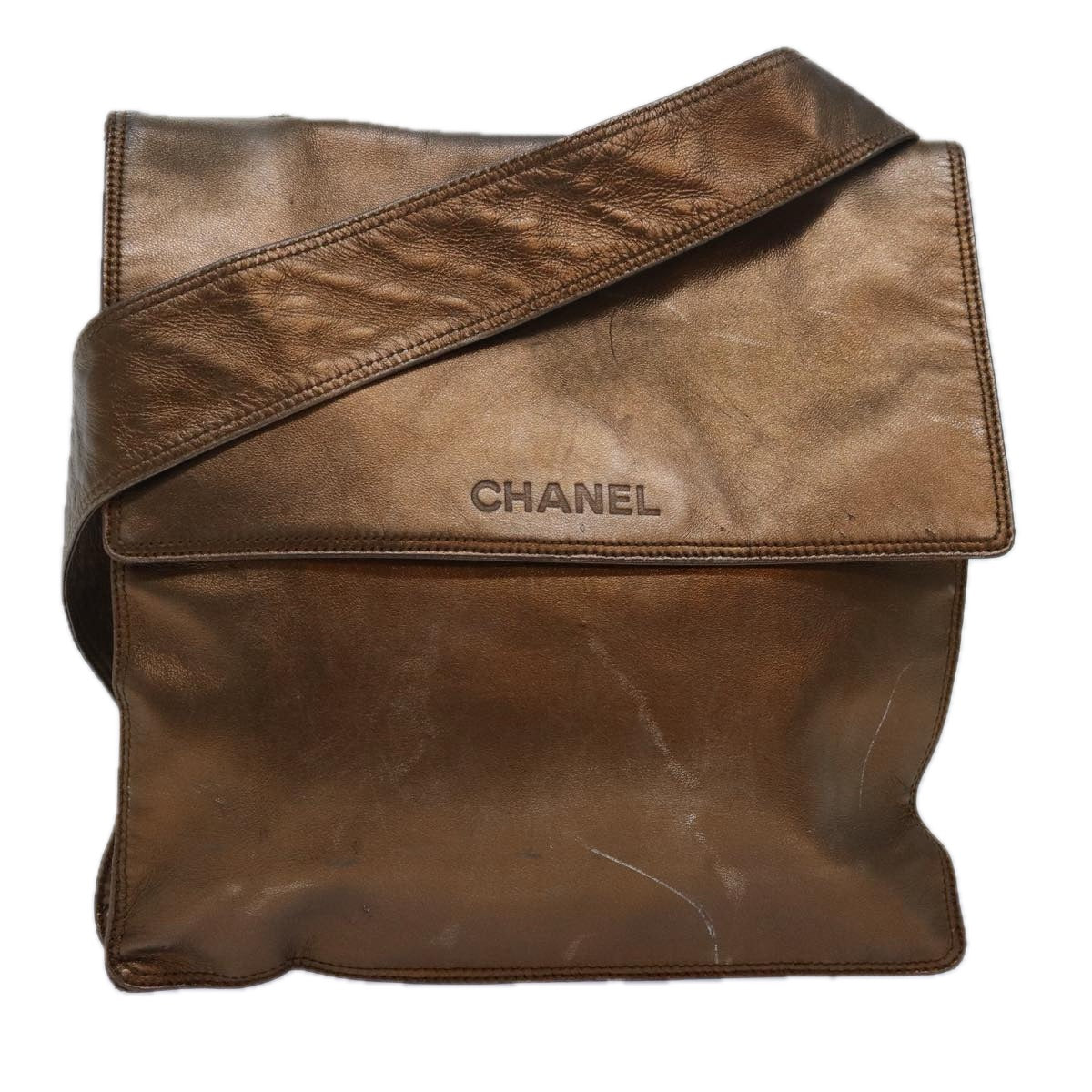 CHANEL Shoulder Bag Leather Gold Tone CC bs16149