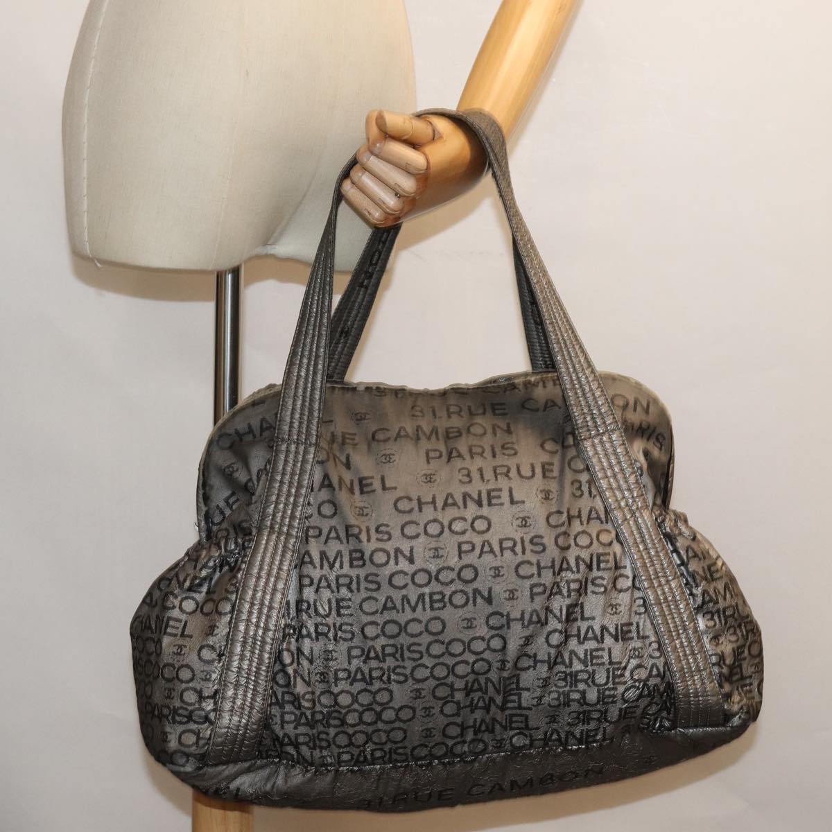 CHANEL Unlimited Tote Bag Nylon Silver CC bs16364