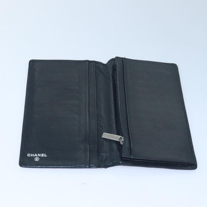 CHANEL Cambon Line Long Wallet Leather Black CC bs16463