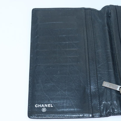 CHANEL Cambon Line Long Wallet Leather Black CC bs16463