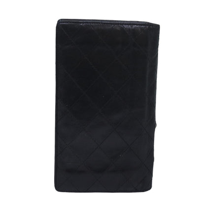 CHANEL Cambon Line Long Wallet Leather Black CC bs16463