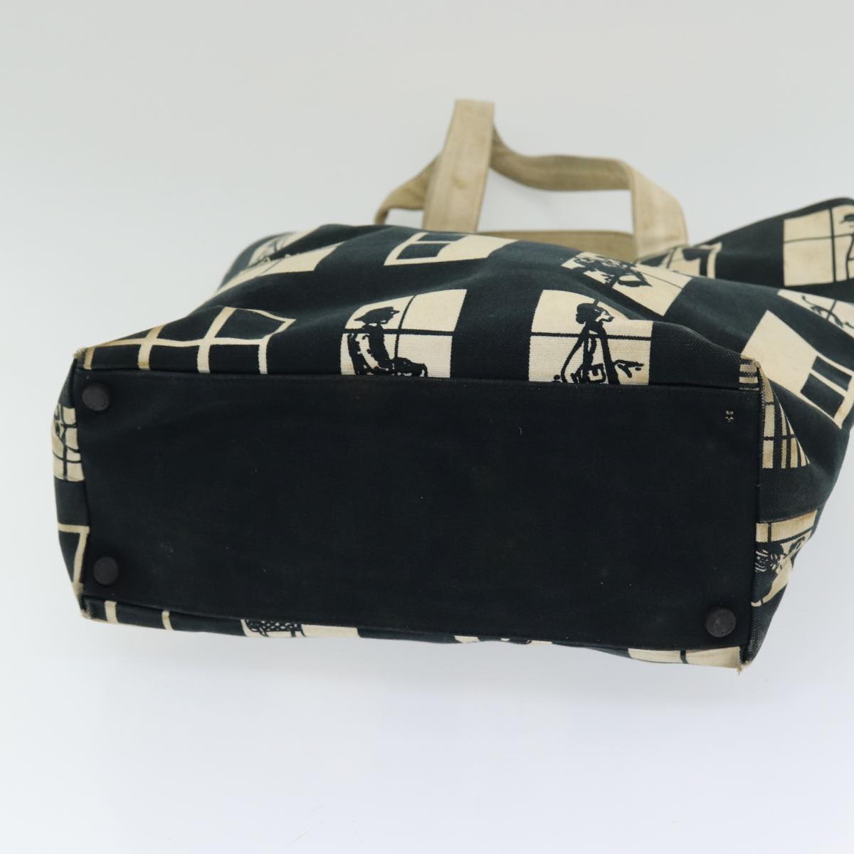 CHANEL Window line Tote Bag Canvas Black White gold CC bs16568