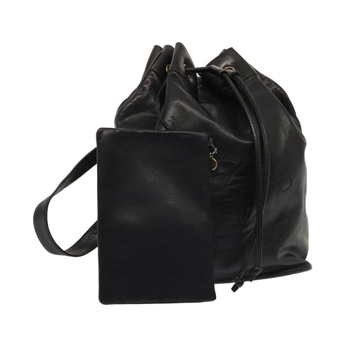CHANEL COCO Mark Purse Shoulder Bag Lamb Skin Black CC bs16571