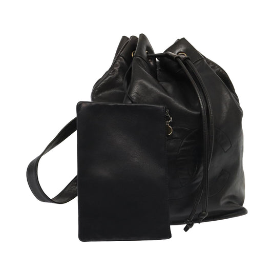 CHANEL COCO Mark Purse Shoulder Bag Lamb Skin Black CC bs16571
