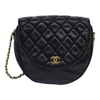 CHANEL Matelasse Chain Shoulder Bag Lamb Skin Black CC bs16595