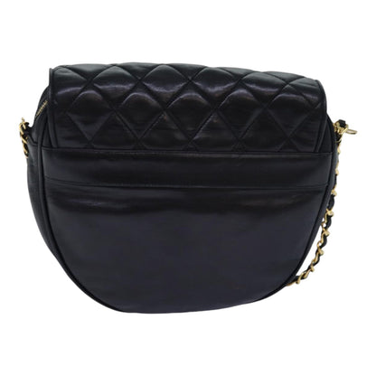 CHANEL Matelasse Chain Shoulder Bag Lamb Skin Black CC bs16595