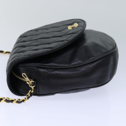 CHANEL Matelasse Chain Shoulder Bag Lamb Skin Black CC bs16595