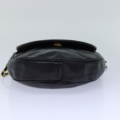 CHANEL Matelasse Chain Shoulder Bag Lamb Skin Black CC bs16595