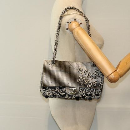 CHANEL Matelasse Turn Lock Chain Hand Bag Canvas Black Silver CC bs16629