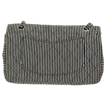 CHANEL Matelasse Turn Lock Chain Hand Bag Canvas Black Silver CC bs16629
