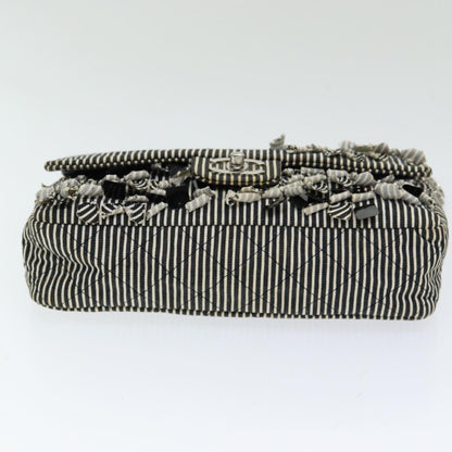 CHANEL Matelasse Turn Lock Chain Hand Bag Canvas Black Silver CC bs16629