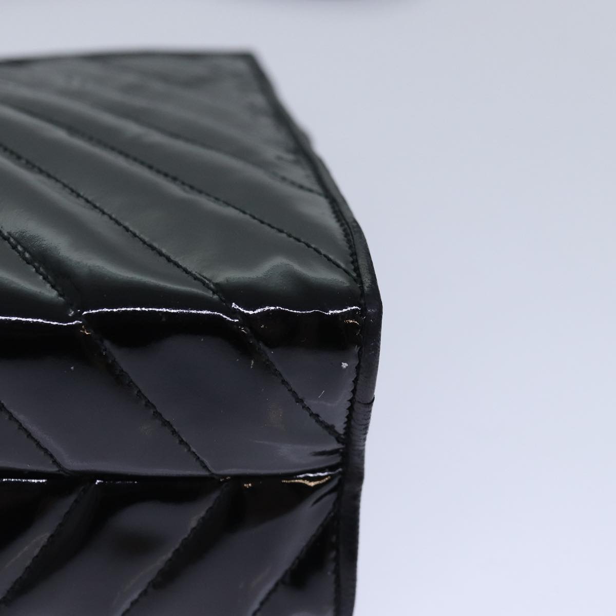 CHANEL V stitch COCO Mark Shoulder Bag Enamel Black CC bs16640