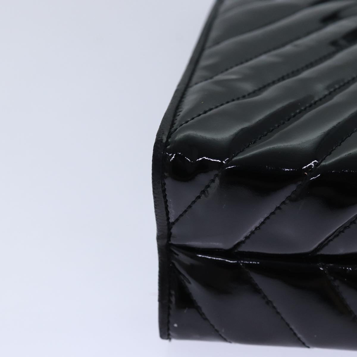 CHANEL V stitch COCO Mark Shoulder Bag Enamel Black CC bs16640