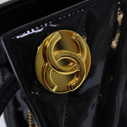 CHANEL V stitch COCO Mark Shoulder Bag Enamel Black CC bs16640