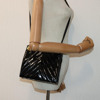 CHANEL V stitch COCO Mark Shoulder Bag Enamel Black CC bs16640
