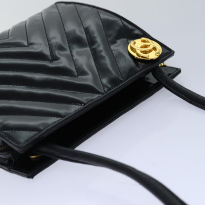 CHANEL V stitch COCO Mark Shoulder Bag Enamel Black CC bs16640