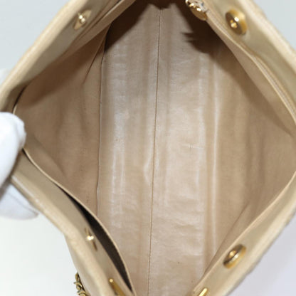 CHANEL Matelasse Chain Tote Bag Leather Beige Gold CC bs16657
