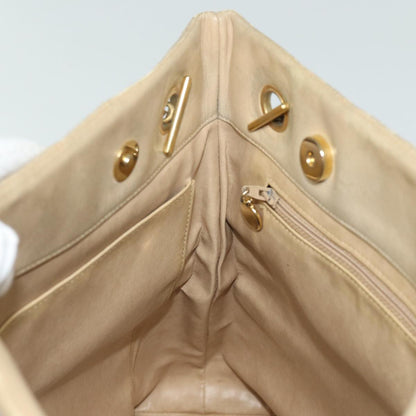 CHANEL Matelasse Chain Tote Bag Leather Beige Gold CC bs16657