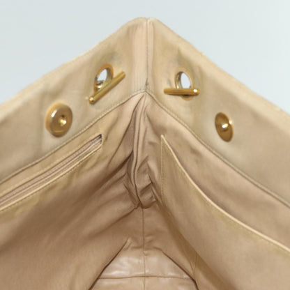 CHANEL Matelasse Chain Tote Bag Leather Beige Gold CC bs16657