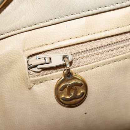 CHANEL Matelasse Chain Tote Bag Leather Beige Gold CC bs16657
