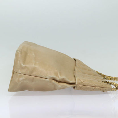 CHANEL Matelasse Chain Tote Bag Leather Beige Gold CC bs16657