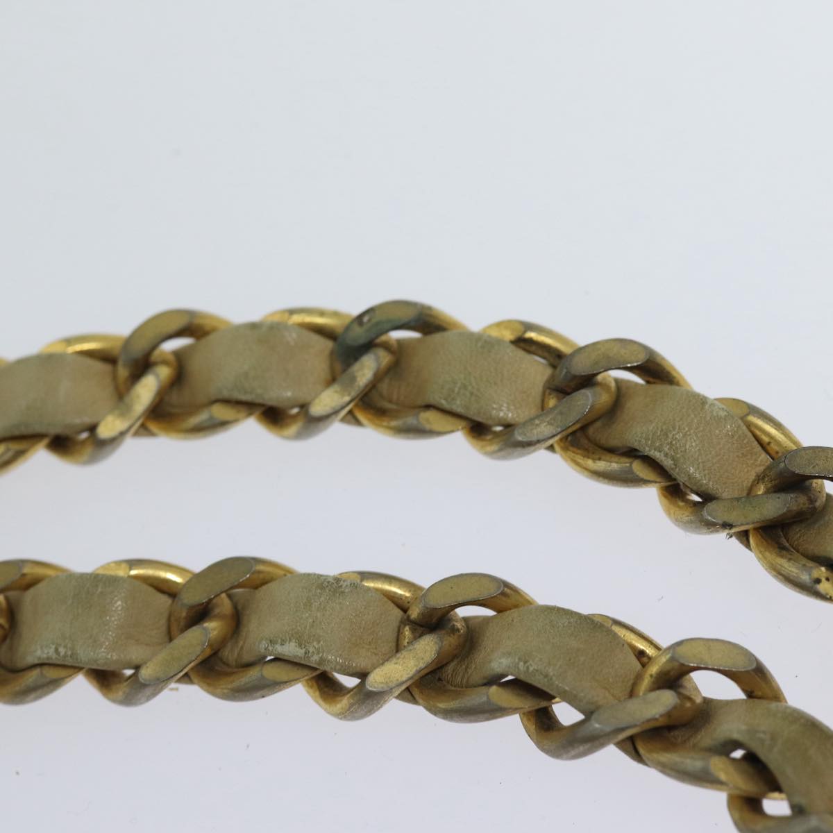 CHANEL Matelasse Chain Tote Bag Leather Beige Gold CC bs16657