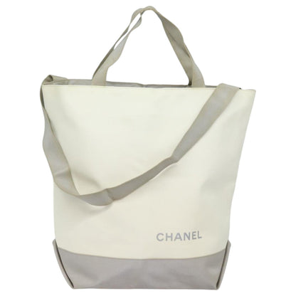 CHANEL Tote Bag Leather 2way White Silver CC bs16701