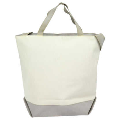 CHANEL Tote Bag Leather 2way White Silver CC bs16701