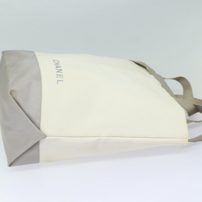 CHANEL Tote Bag Leather 2way White Silver CC bs16701