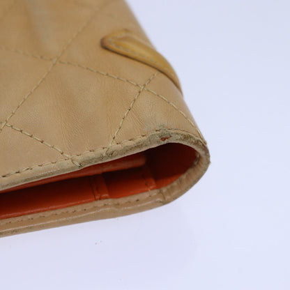 CHANEL Cambon Line Matelasse Long Wallet Leather Beige CC bs16763