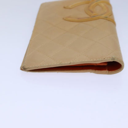 CHANEL Cambon Line Matelasse Long Wallet Leather Beige CC bs16763