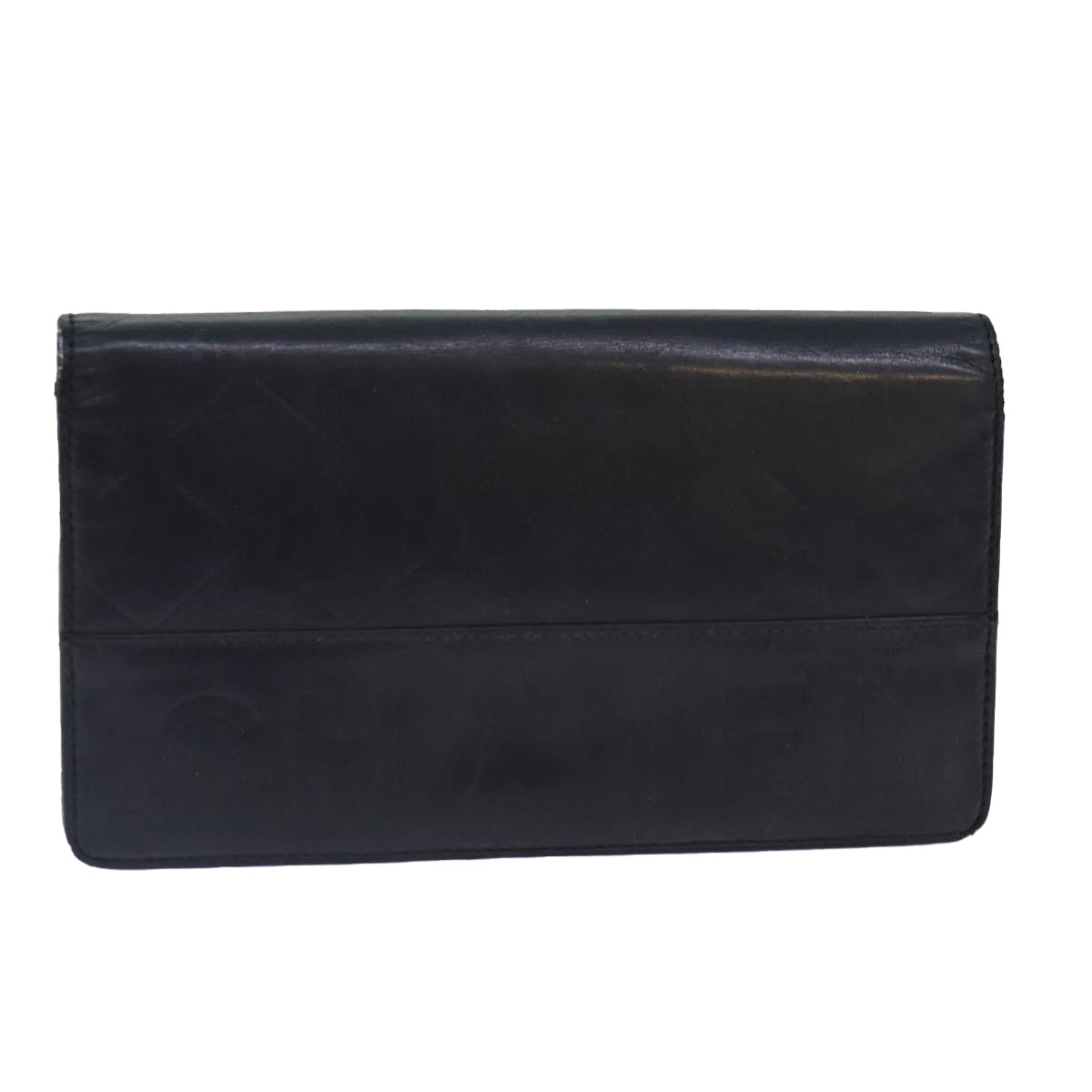CHANEL Matelasse Wallet Leather Black Silver CC bs16854