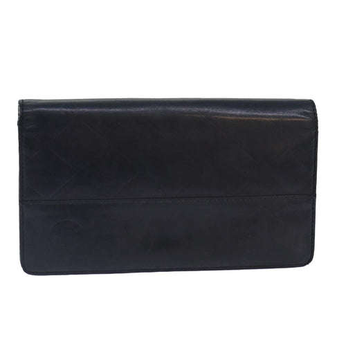 CHANEL Matelasse Wallet Leather Black Silver CC bs16854