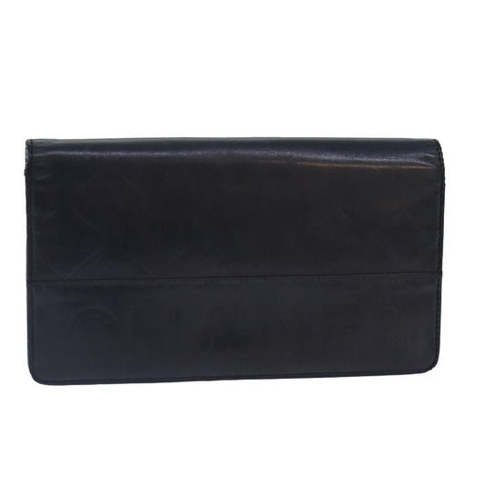 CHANEL Matelasse Wallet Leather Black Silver CC bs16854
